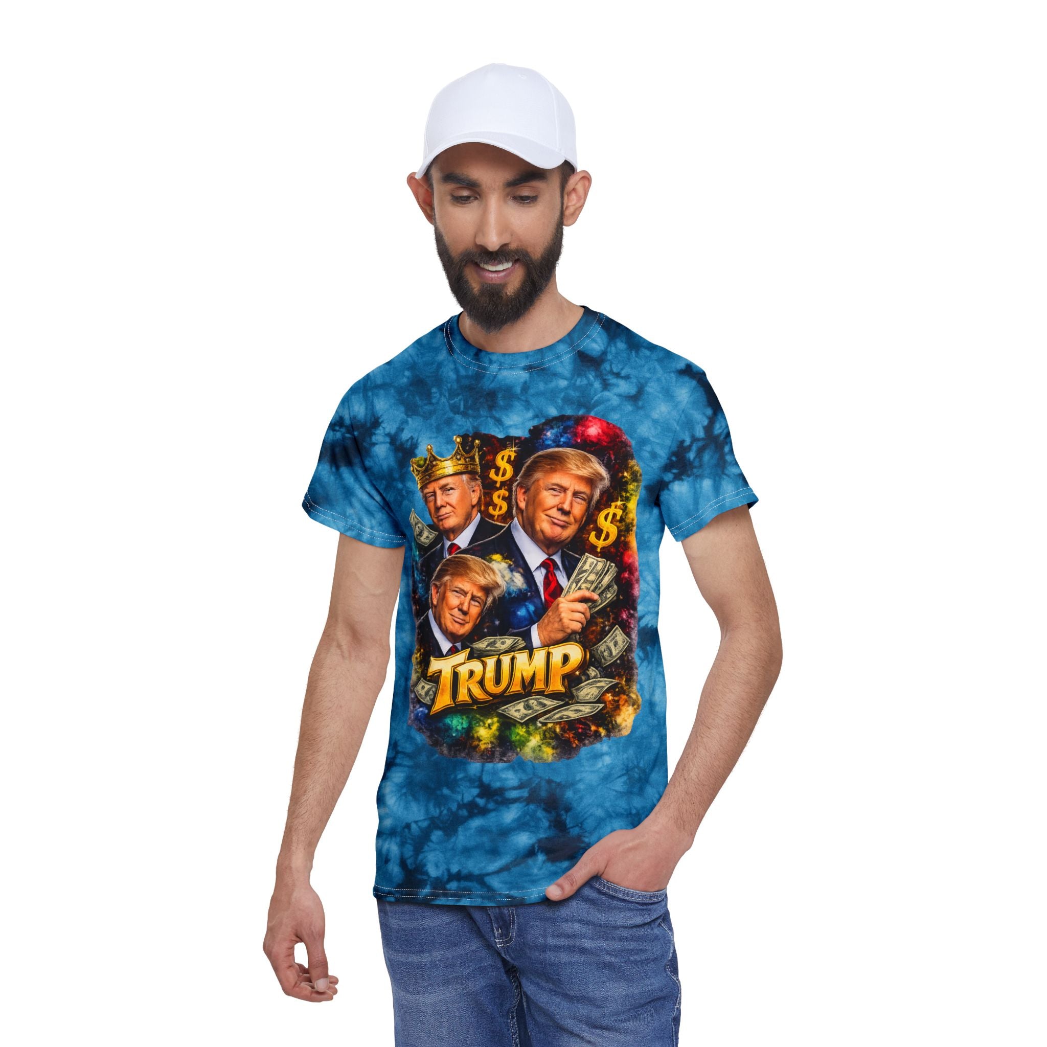 Trump Portrait Tie-Dye Tee — Bold Patriotic Graphic T-Shirt