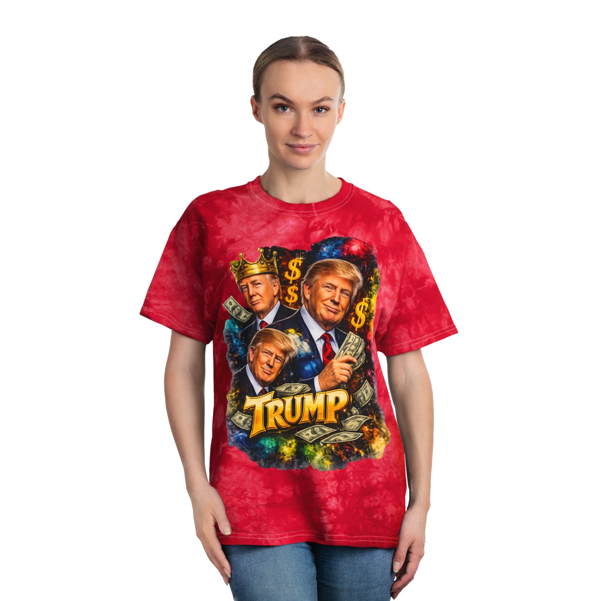 Trump Portrait Tie-Dye Tee — Bold Patriotic Graphic T-Shirt